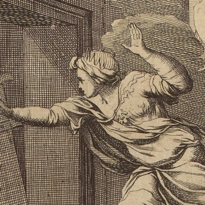 Alecto brise les portes du temple de Janus (Virgile trad. en prose, 1649)