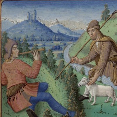 Tityre et Mélibée (Virgilii opera cum Servii commento, 1ère églogue)