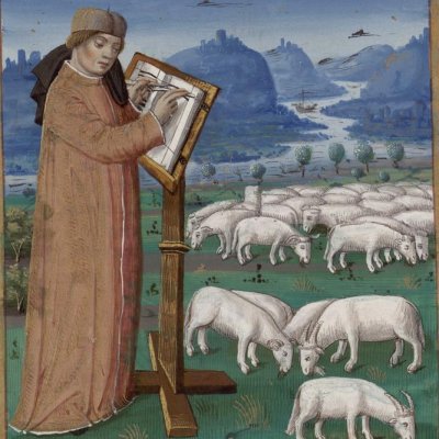 Virgile écrit les Géorgiques d’après nature (Virgilii opera cum Servii commento)