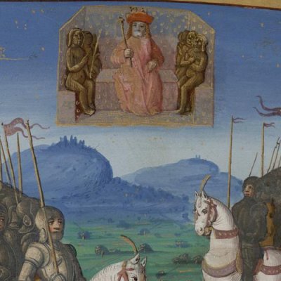 Conseil des dieux. Armées en présence (Virgilii opera cum Servii commento)