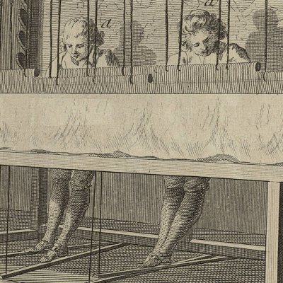 Atelier (Encyclopédie, t. 26, Tapisserie de basse-lice des Gobelins, Pl. 1)