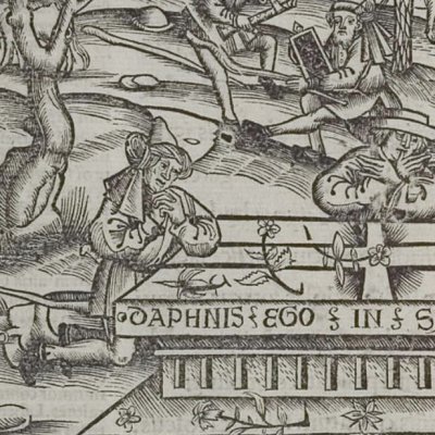 Le tombeau de Daphnis (Virgile, Bucoliques 4, éd. Brant, Strasbourg Grüninger 1502, f16v)