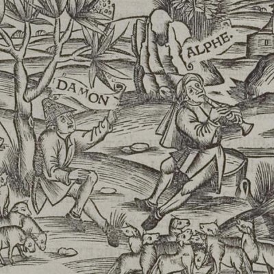 Chants de Damon et d’Alphésibée (Virgile, Bucoliques 8, éd. Brant, Strasbourg Grüninger 1502, f25)