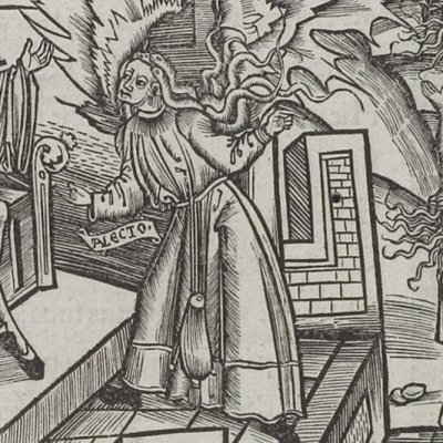 Alecto sur le seuil d’Amata (Énéide, Strasbourg, 1502) - S. Brant