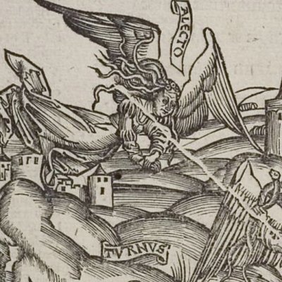 Alecto vole vers Turnus endormi (Énéide, Strasbourg, 1502) - S. Brant