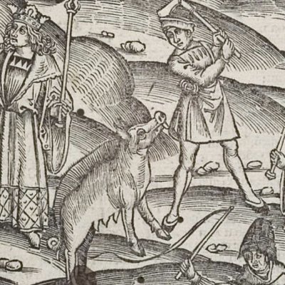 Histoire de Rome sur le bouclier d’Énée (Virgile, Énéide 8, éd. Brant, Strasbourg Grüninger 1502, f326)