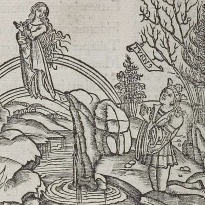 Junon envoie Iris auprès de Turnus (Virgile, Énéide 9, éd. Brant, Strasbourg Grüninger 1502, f329v