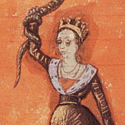 Tisiphone pousse Athamas à tuer ses enfants (Epître d’Othéa, La Haye KB 74G27, f20)