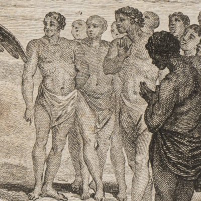 L'Industrie invite les sauvages à profiter de ses bienfaits (Histoire des deux Indes, 1774) - Eisen