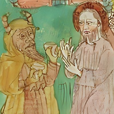 Les trois tentations du Christ dans le désert (Speculum humanæ salvationis 10B34)