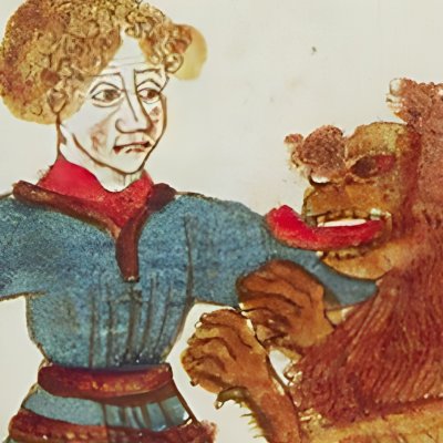 David tue un lion et un ours (Specul. humanæ salvationis 10B34)