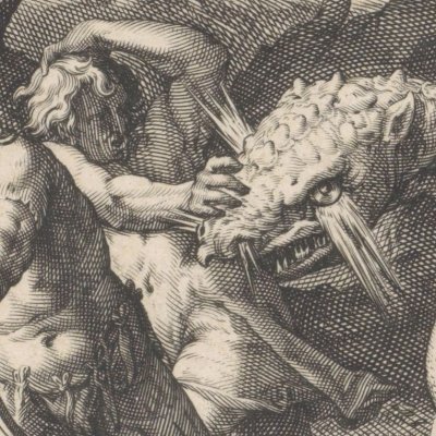 Un dragon dévore les compagnons de Cadmus - Robert de Baudous d'après Goltzius