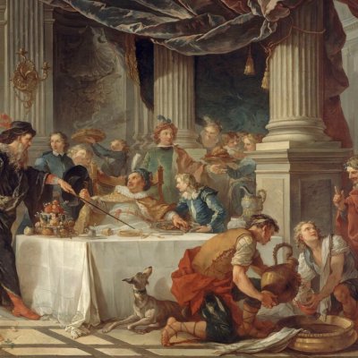 Repas de Sancho dans l’île de Barataria (carton de tapisserie) - Natoire