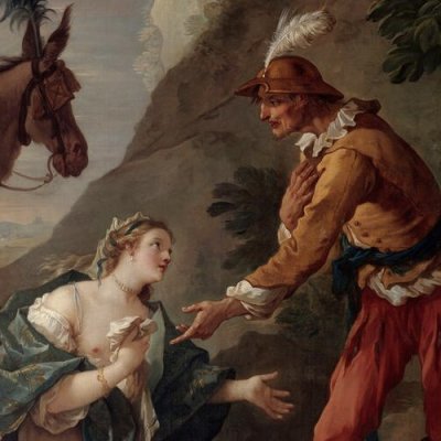 Don Quichotte et la fausse princesse de Micomicon (carton de tapisserie) - Natoire