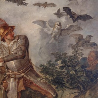 Don Quichotte et les oiseaux de la caverne de Montesinos (cartons de tapisserie) - Natoire