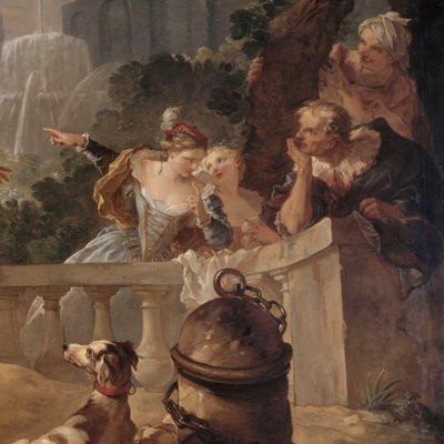 Départ de Sancho pour l'île de Barataria (carton de tapisserie) - Natoire