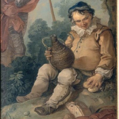 Collation de Sancho dans la forêt (carton de tapisserie) - Natoire