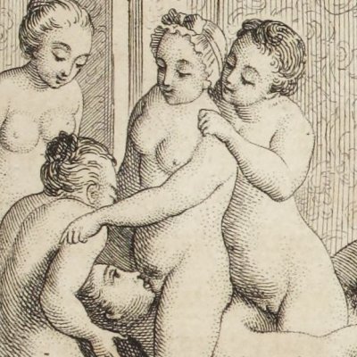 Les six sœurs s'activent pour ranimer les ardeurs de Saturnin (Histoire de dom B***, 1748)