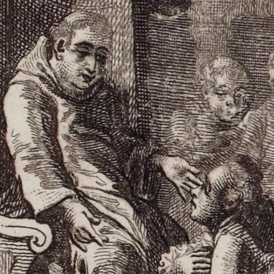 Saturnin aux pieds du supérieur des Chartreux (Histoire de dom B***, 1777)