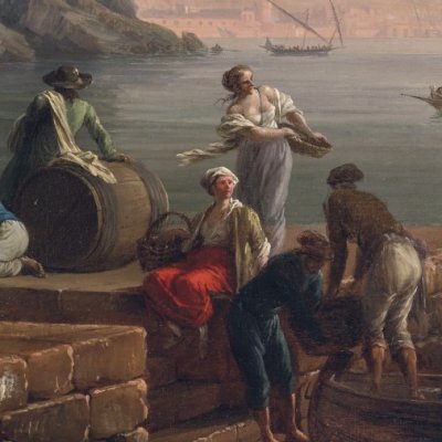 Port méditerranéen imaginaire au soleil couchant - Vernet
