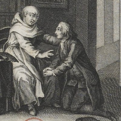 Saturnin aux pieds du supérieur des Chartreux (Mémoires de Saturnin, 1786-7) - Borel