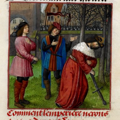 Suicide de Néron (Roman de la rose, Londres Harley 4425, F61)