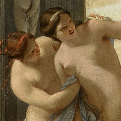 Poliphile au bain avec les nymphes (Songe de Poliphile) - Le Sueur