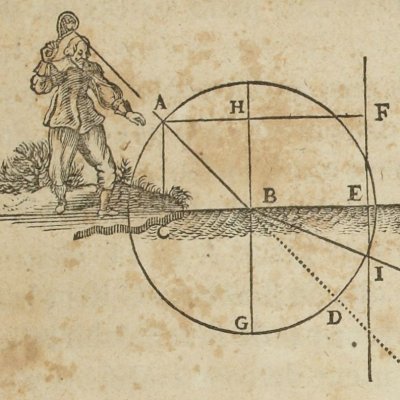 Déviation du cours d'une balle au contact de l'eau (Descartes, Dioptrique, 1637) 