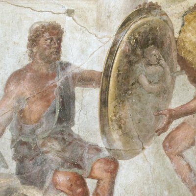 Vulcain offre à Thétis des armes pour Achille (Pompéi, maison de Paccius Alexander)