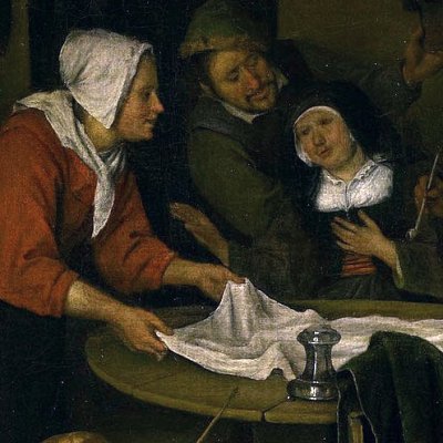 Cuisine paysanne avec une servante mettant la nappe - Jan Steen