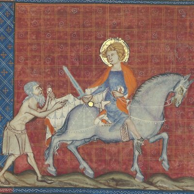Saint Martin partage son manteau (V. de Beauvais, Speculum Historiale, Ars5080)