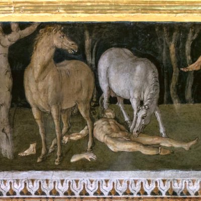 Hercule et Cerbère, les cavales de Diomède (Farnesina, salle de la frise) - Peruzzi