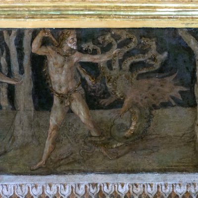 Hercule et Diomède, l'hydre de Lerne (Farnesina, salle de la frise) - Peruzzi