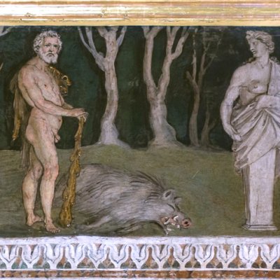 Atlas, Hercule et le sanglier d'Erymanthe (Farnesina, salle de la frise) - Peruzzi