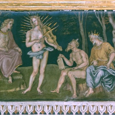 Midas juge de Pan et d'Apollon (Farnesina, salle de la frise) - Peruzzi