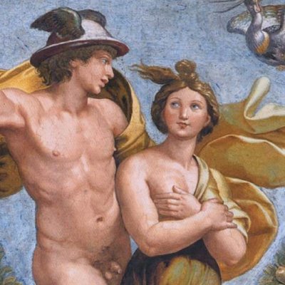 Mercure conduit Psyché à l'Olympe (Farnesina, Loge d'Amour et de Psyché) - Raphaël