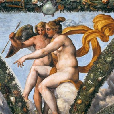 Vénus ordonne à Cupidon d'infliger à Psyché le pire des amours (Farnesina, Loge d'Amour et de Psyché) - Raphaël