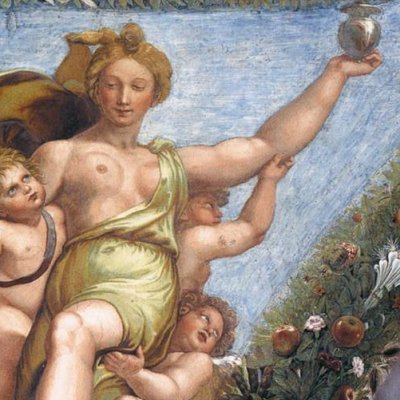 Psyché ramène triomphalement des Enfers le baume de Proserpine (Farnesina, Loge d'Amour et de Psyché) - Raphaël