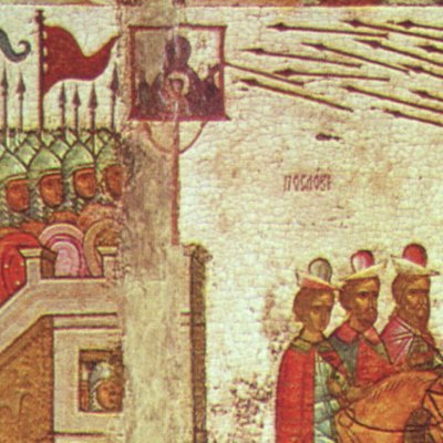 Miracle de l'icône de la Vierge du signe (Bataille de Novgorod contre Souzdal)