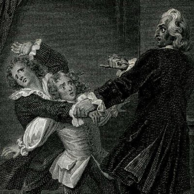 Jean-Jacques s'interpose entre son père et son frère (Rousseau, Confessions, OC Dalibon 1826) - Devéria