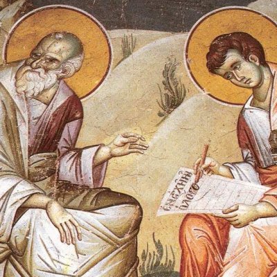 Saint Jean à Patmos et son disciple Prochore - Manuel Panselinos