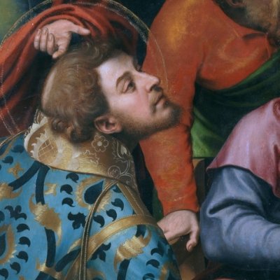 Saint Étienne discute avec les gens de la synagogue - Joan de Joanes