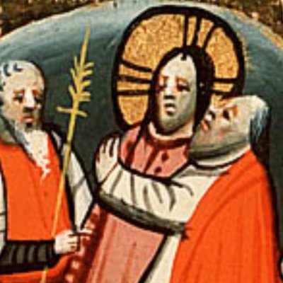 Arrestation du Christ et baiser de Judas (Bible d'Utrecht, KB 78D38 II, F190v)