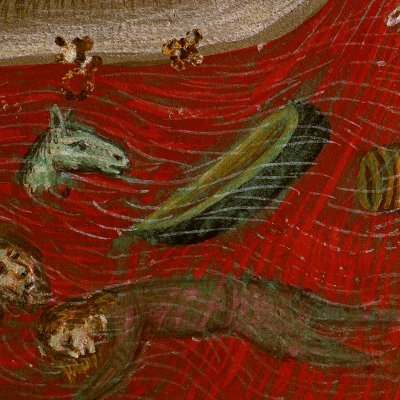 Miracle de la Mer rouge et victoire des Hébreux (Bible de Naples, F30)
