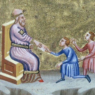 Lettre de Démétrius à Jonathan. Mort de Démétrius (Bible de Naples, F348v)