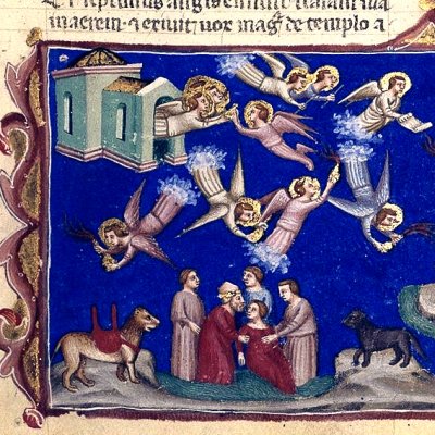 Vision des sept anges aux septs fléaux (Bible de Naples, F454v)