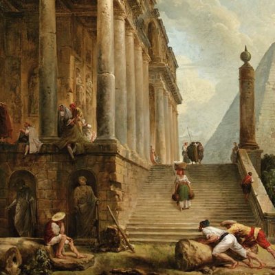 Grand escalier qui conduit à un ancien portique - Hubert Robert