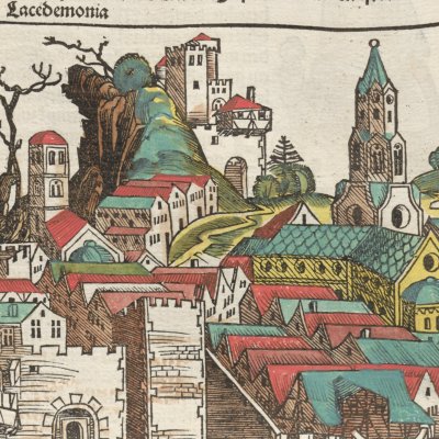 La ville de Sparte (Chron. Nuremberg) - Wohlgemut/Pleydenwurff