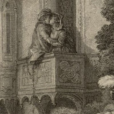 Ariodant surprend la fausse Ginevra au balcon (Roland furieux Brunet 1775, ch5) - Moreau