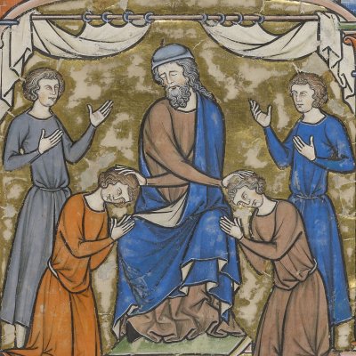 La fin de Jacob ; oppression en Égypte (Bible de Maciejowski, fol. 7r°)